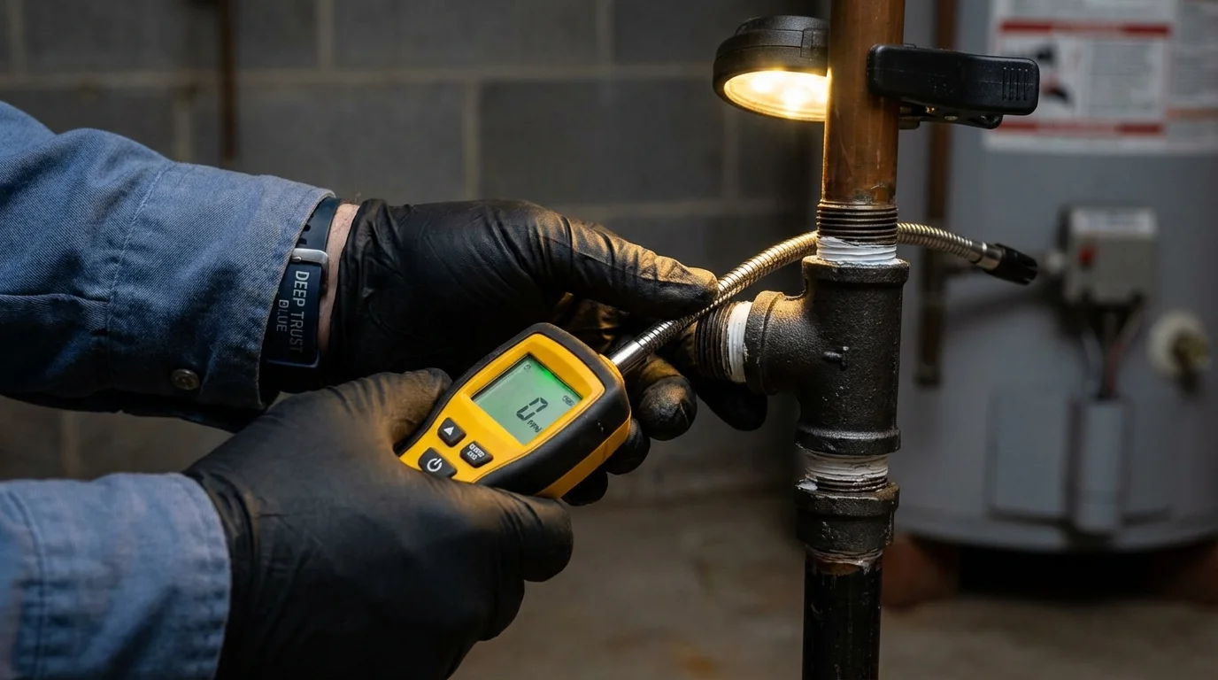Gas leak detection with electronic sniffer by Johns Plumbing LLC in Center Point
