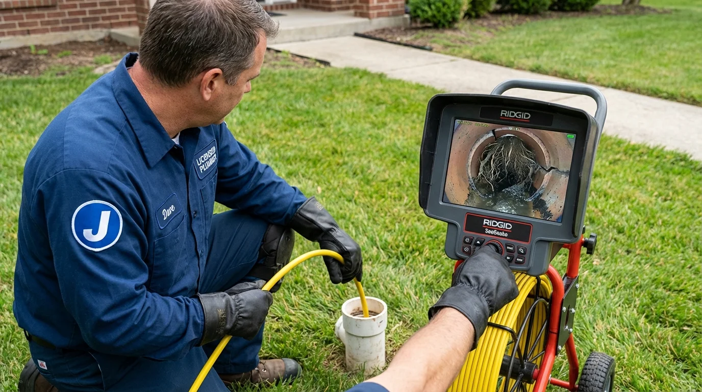 Sewer camera inspection being performed by Johns Plumbing LLC in Center Point