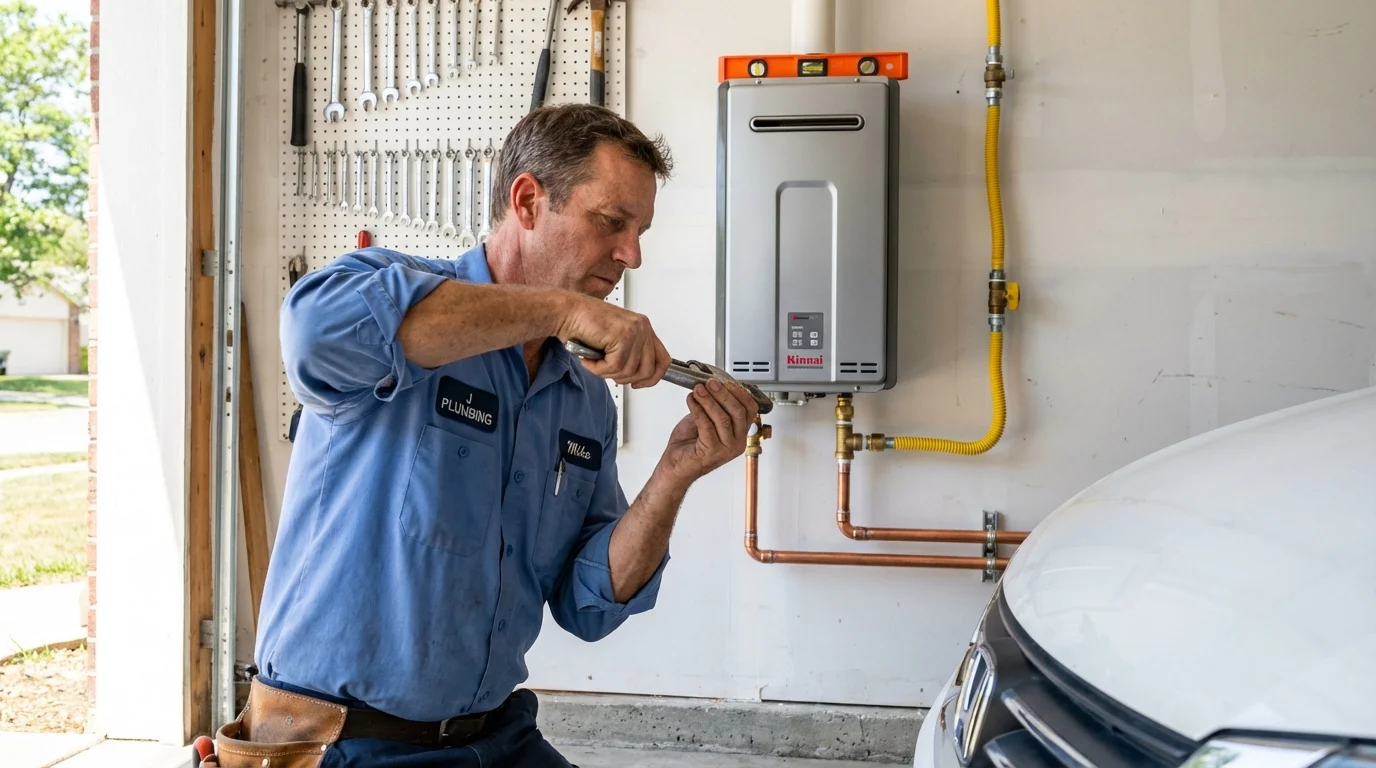 Tankless water heater installation by a Johns Plumbing LLC plumber in Center Point
